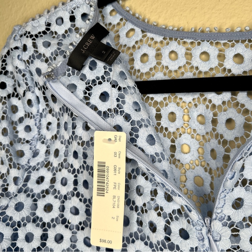 J CREW Daisylace Bell-Sleeve Top - Light Blue - G9911 - Sz 2 - Picture 7 of 12